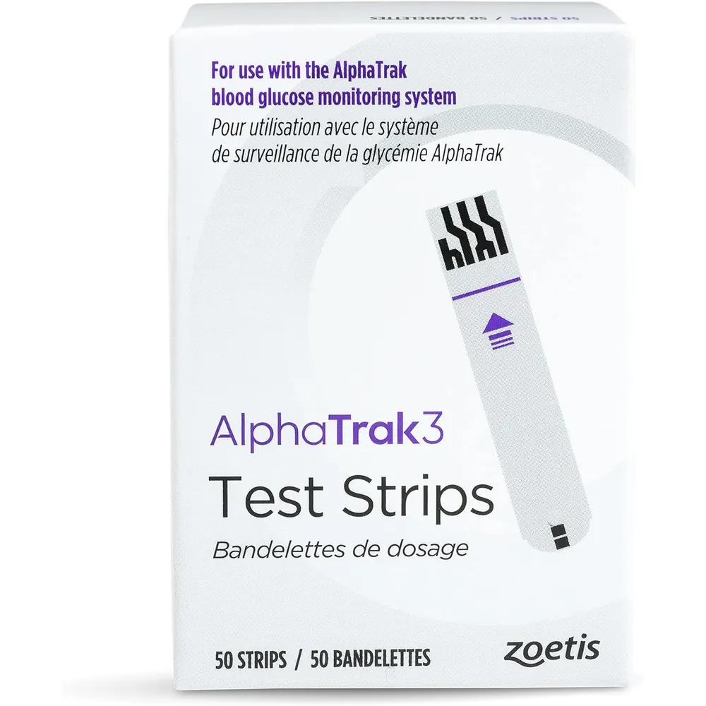 AlphaTrak3 Blood Glucose Test Strips for Dogs, Cats and Horses, 50 Count