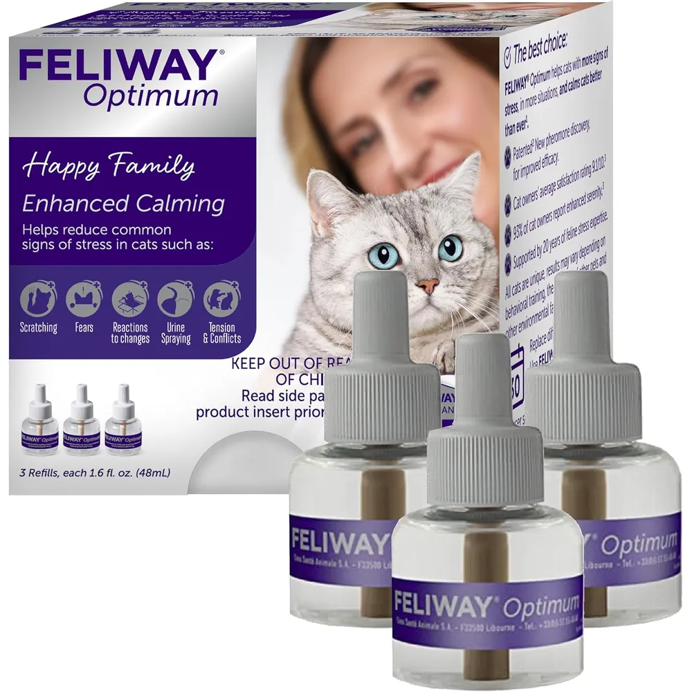 Feliway Optimum Cat Calming Pheromone Diffuser Refill, 3 Pack